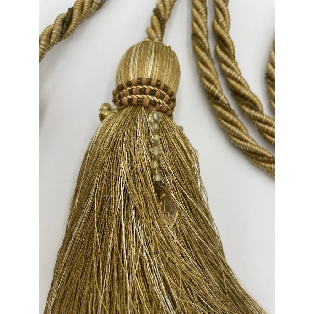 Bougie‎ Gold  Rope & Bead Braided Drapery Curtain Tassel Tieback 8.3 ft Long